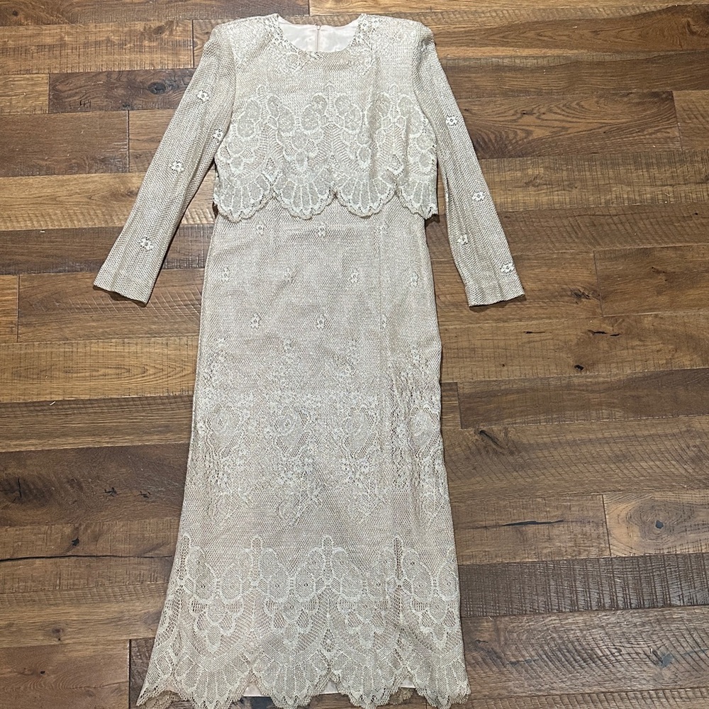 Elegant Gold Lace Dress